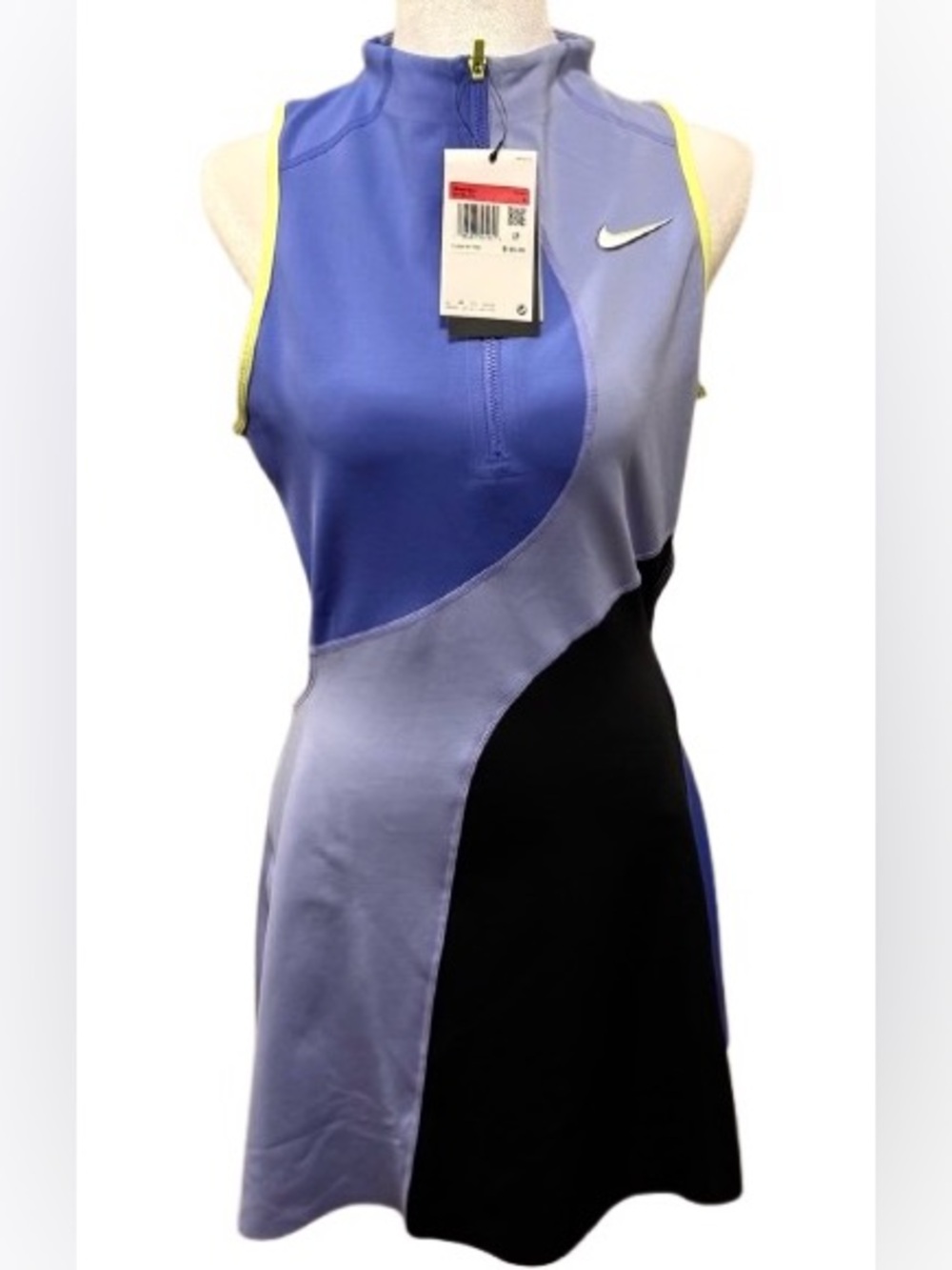Nike Court Slam Lavender Periwinkle Half Zip cutout back Tennis Dress LARGE NEW